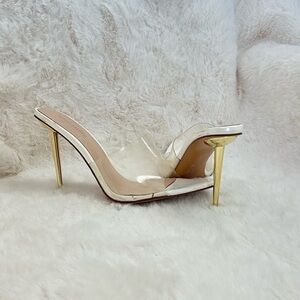 Femme los angeles gold white clear Whiskey slipper stiletto